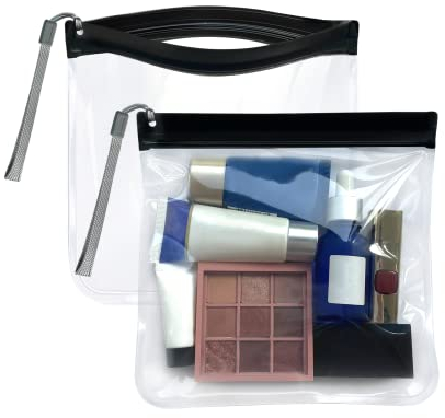 Clear Travel Toiletry Bags (No Printing, No Risk of Rejection Airport Security Liquids Bags 20x20cm, 1 Litre Meet The Criteria, 100% Waterproof and Leakproof