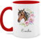 Tasse Tassen 325ml - Pferd Pferde - Wunschname Pferdekopf Name I Pferdemotiv I Geschenk Pferdemädchen - 325 ml - Rot - personalisieren reitersachen pferden horse glühweintassen
