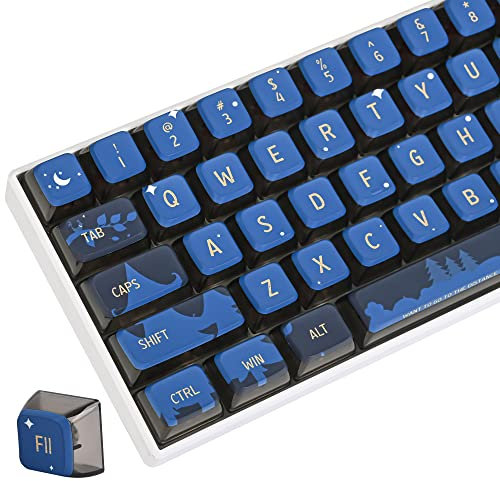 Camping ASA Pudding Custom keycap, 118 Key PBT Sublimation Blue Key Cap Set for Cherry/Gatron MX switches 60 Percent/64/61 Gaming Mechanical Keyboard(Camping Blue)