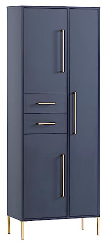 Lomadox Hochschrank mit 3 Türen und Softclose in Nachtblau, B/H/T: ca. 67,1/184,3/33,1 cm