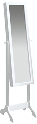 vidaXL Standspiegel, Spiegel hinten mit viel Stauraum, Schminkspiegel zum Dekoration für Wohnbereich, Flurspiegel Ganzkörperspiegel Garderobenspiegel, Weiß
