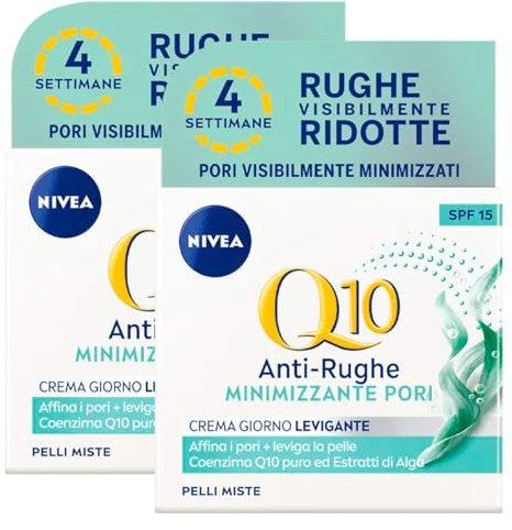 Nivea Q10 Power Anti-Falten Tagescreme glättend mit Sonnenschutz LSF 15 mit straffender Wirkung Formel mit Kreatin und Algenextrakten für Mischhaut - 2 Dosen à 50 ml