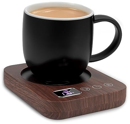 WingFly Coffee Mug Warmer Wooden Smart Cup Warmer with 3 Adjustable Temperature Settings Electric Beverage Warmer Plate Auto Shut Off, Tea and Milk Warmer for Office Home Desk Use (UK Plug,No Mug)