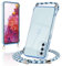 Micoden Handykette kompatibel mit Samsung Galaxy S20 FE 4G/S20 FE 5G Ultra dünn Kameraschutz Herz Love Design Galvanik TPU Silikon Bumper Kordel zum Umhängen Handyhülle mit Band,Blau