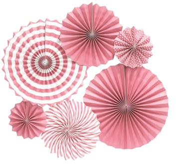 GAKA FAVOR 6er Set Party Deko Rosa Papierfächer,Hängende Papier Fächer Dekoration für Party Hochzeit Geburtstag Festival Weihnachten Event Karneval