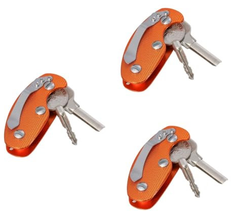 HOMSFOU 3pcs Outdoor Key Holder Aluminum Key Clip Aluminium Key Clip Pocket Tool Non-Slip Surface 74 * 33 * 14mm Orange