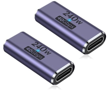 AuviPal 240W USB C Coupler (2 Pack), USB Type C Female to Female Adapter Extender Compatible with Thunderbolt 4/3 Support up to 240W Charging, 40Gbps Data Transfer and 8K@60Hz Video