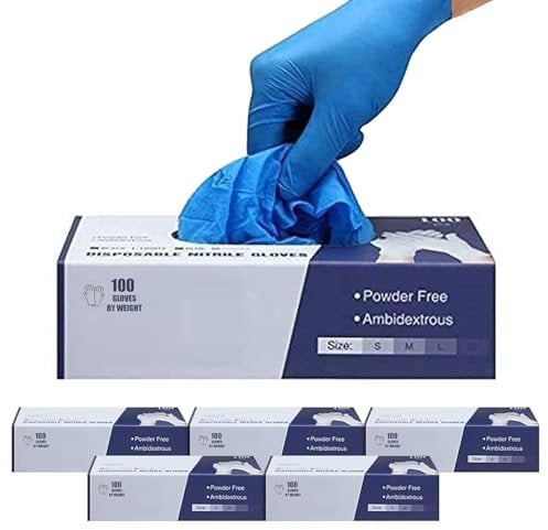 PANKTI Surgicals Powder Free Nitrile Gloves, Food Grade, Hand Disposable Gloves - 1000 Count - Blue (1000, Small)