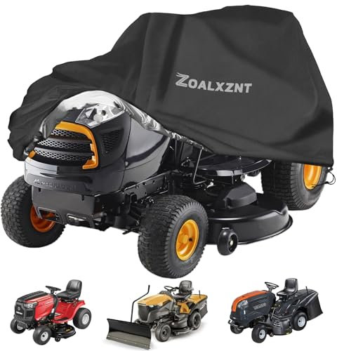 ZOALXZNT Cubierta para Tractor Impermeable,Cubierta para Cortacésped con Cordón,Cubierta para Tractores de Césped Anti Viento,Funda para Cortacésped 420D Oxford (264 * 100 * 130cm,Negro)