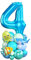 Luftballons 4. Geburtstag Junge Blau Ocean Zahlen 4 Folienballons für 4 Jahr Alt Geburtstags Deko mit Hai Fisch Shark 40 Zoll Groß Blau Grün unter dem Meer Tiere Vier Digit Ballon für Vierte 4th Party