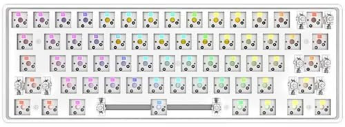 FKZ DK61 Barebones Keyboard Kit,60% Compact Wireless RGB Gaming Keyboard 61-Keys Hot-Swappable Bluetooth 5.0/2.4GHz/USB-C Tri-Mode Small Custom Mechanical Keyboard for Mac/Win/PC Gamers(White)