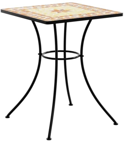 vidaXL Mosaik Bistrotisch, Gartentisch mit Eisengestell, Beistelltisch für Terrasse Balkon Garten, Terrassentisch Bistrotisch, Terrakottarot Keramik