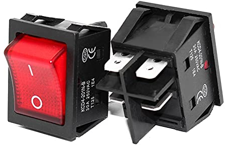 Wippschalter, Ein/Aus 30 A/250 V, 16 A/250 V, robuster 4-poliger T85-Wippschalter mit Licht, 12 V, 24 V, 110 V, 220 V, 380 V (Größe: 220 V).