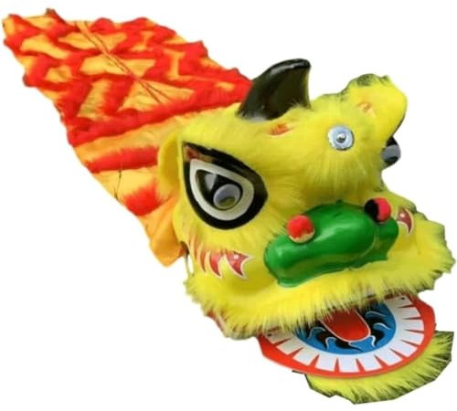 TOTIKI Chinesischer Löwentanz 9 Zoll Löwentanz Performance Drachentanz Löwentanz Volkskunst Löwenerwachen Löwe Outdoor Aktivität Basteln Drachentanz(Yellow)
