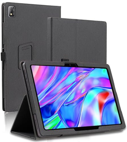 Haofun Hülle Kompatibel mit Blackview Tab 16/Headwolf HPad2/HPad2 Pro, Ultra Dünn, leichte Flip Case, Rückseite Abdeckung Klappständer, Schlanke Schutzhülle mit Handschlaufe und Stifthalter, Schwarz