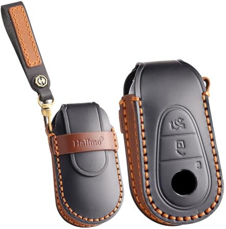 ontto Leder Autoschlüssel Hülle Schlüsselhülle Schlüsseltasche Schutzhülle Schlüsselanhänger Passt für Mercedes Benz C S GLC GLE EQE EQS Klasse 500 580 SL63 AMG W206 S206 W223 X254 2022-2024-Schwarz