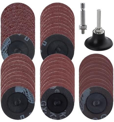 SPEEDWOX Quick Change Disc 50Pcs 2 inch Roll Lock Sanding Discs with 1/4 Roll Lock Disc Pad Holder for Die Grinder Quick Change Discs Abrasives Tool for Surface Prep Polish Burr Rust Paint Removal