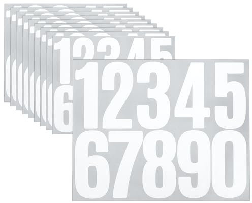 sourcing map 10 Sheets Vinyl House Numbers, 3 Inch Waterproof Self-Adhesive Number Stickers for Mailbox, Sign, Window, Door, Address Number, White