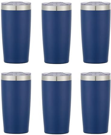 Gifts by Design 6 Ct of 20 Oz Two-Tone Himalayan Stainless Steel Tumbler with Lid – Navy Blue – Customizable Insulated Cups for Water, Coffee, Hot & Iced Drinks – Great for DIY, Events, Work