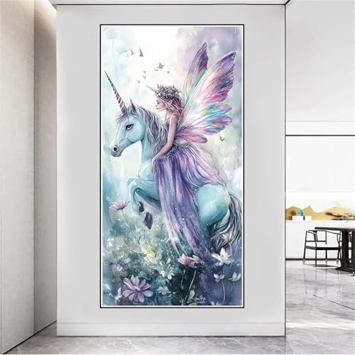 Peinture Numéros Adulte Licorne Peinture Numero Elfe Peinture Numero Enfant Activite Manuelle Adulte, Numero d'art Acrylique Peinture Kit avec 3 Brosses,Decoration Chambre,Cadeau Femme 140x70cm-553