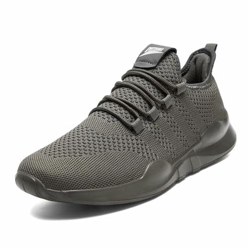 AZSDXS Men Running Trainers Lightweight Walking Shoes Fashion Breathable Jogging Athletic Sneakers Casual Breathable Gym Tennis Fitness Sport Outdoor Shoes Grey