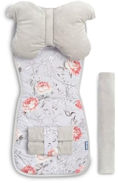 SENSILLO - Sitzauflage für Buggy - Kinderwagen Einlage - Set mit Kopfkissen, Gurtpolster, Bügelschoner - aus Baumwolle und Samt-Stoff, mit Gurtöffnungen, Universal - 80 x 35 cm - Magischer Garten