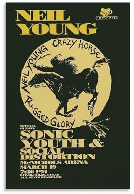 HUEAEHAHE Neil Young 1989 Denver Poster, Raumdekoration, Leinwandposter, ästhetischer Poster, Druck, Wandkunst, Dekor-Poster, 30 x 45 cm, ungerahmt, 7