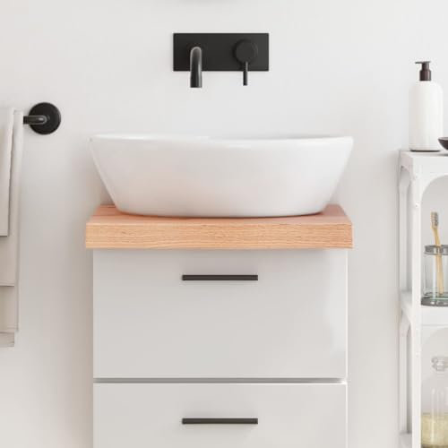 BOWEKAM Home & Garden Lavabo en bois massif traité 40 x 50 x (2-6) cm, marron clair