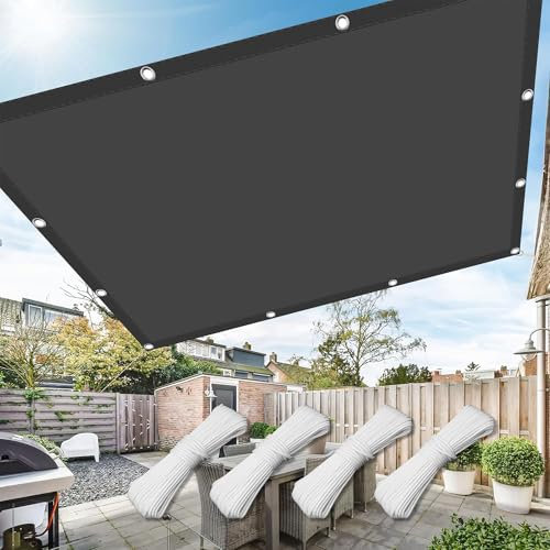 Voile d'ombrage Étanche 90 x 450 cm Résistant 98% Protection Rayons UV Voile d'ombrage Toile D Ombrage avec Le Kit de Fixation pour en Plein Air Jardin & Terrasse, Gris Foncé