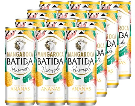 Mangaroca Batida RTD Pineapple 10 Prozent 12 x 250 ml Dose - Alkoholisches Mischgetränk aus Kokoslikör und Ananassaft (aus Ananaskonzentrat), fruchtiger Cocktail-Genuss für Unterwegs