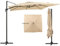 COSTWAY Parasol Déporté Professionnel 3x3m, Parasol de Jardin Exterieur avec Pied et Manivelle, Anti-UV, Pivotant à 360°, Inclinable, 8 Baleines, Parasol Excentré pour Patio, Terrasse, Balcon, Beige