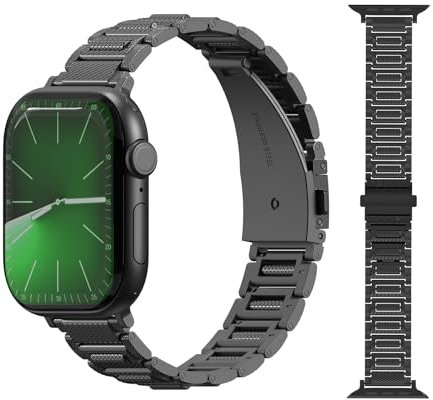 Dilhvy Cinturino Per Apple Watch Uomo - Cinturini Apple Watch in Acciaio Inossidabile Per iwatch Series 10/Ultra 2/Ultra/9/8/7/6/Se/5/4/3/2/1 - Compatibile con 49mm 46mm 45mm 44mm 42mm
