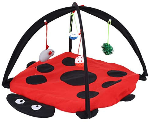 Ejoyous Katzenspielmatte mit Katzenspielzeug Katzen Spielmatte multifunktionales Haustierbett mit hängenden Spielbällen