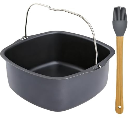 Huucozn Teglia Torta Friggitrici ad Aria Acciaio Ø22cm Barile per Torta Friggitrice ad Aria Quadrato Stampo per Friggitrice ad Aria Stampo Quadrata Forno per Strumento di Cottura da Cucina