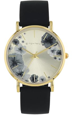 TOM TAILOR - Damen Quarz Armbanduhr - Alloy Gehäuse - Silikon Armband - Wasserdicht 3 Bar - Blumen Design