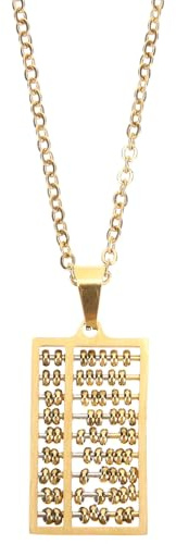 ULDIGI Titanium Steel Necklace Abacus Charm Fidget Pendant Necklace for Men Women Stainless Steel Lock Bone Chain Creative Jewelry
