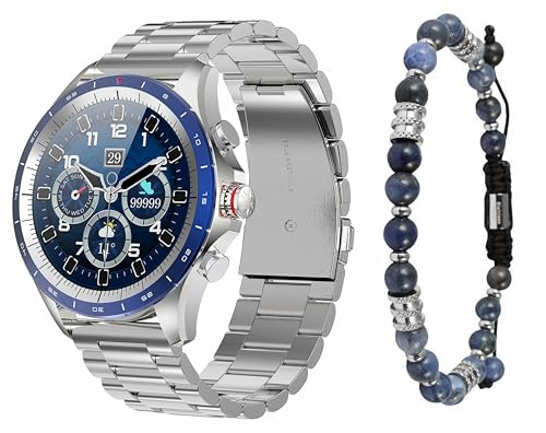 Atlanta Smartwatch für Herren Fitnesstracker im SET Uhr mit Schmuck Perlen Armband - 9819