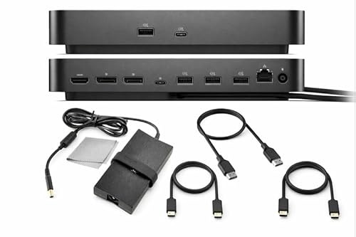 Dell Pro Dock WD25 Universal Dockingstation Bundle — USB-C/USB-A Dual Display Dock mit 100W Adapter + HDMI Kabel + USB-C Kabel + DisplayPort Kabel + Reinigungstuch