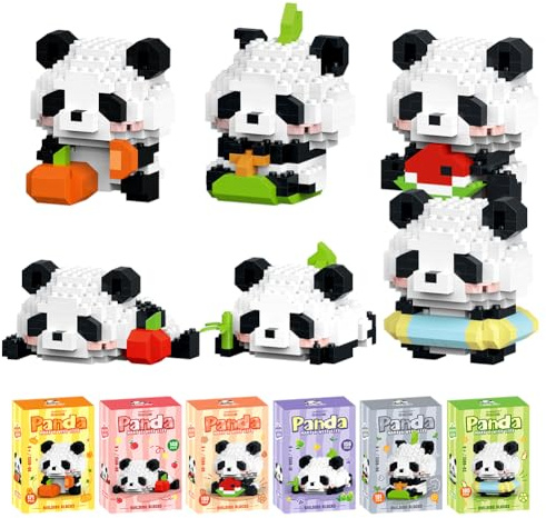 Panda Bauspielzeug, Panda Mini Building Blocks Set Cartoon Micro Building Micro Bausteine Spielzeug 3D Mini Puzzle Buildings Kit Anime Blocks Spielzeug Bauklotz Figuren Geschenke für Geburtstag