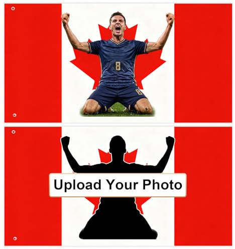 Personalisierte Flagge mit Gesicht/Foto Fahne Selbst Gestalten Fussball WM 2026 Deko Fanfahne pour Fanmeile (Kanada)