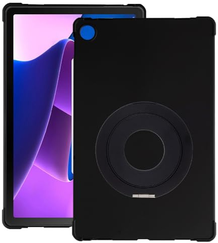 Custodia e supporto tablet per Moto Tab G62 WiFi - Nero+Nero | 10.61 2022 Custodia con supporto pieghevole girevole a 360°, supporto universale autoadesivo da scrivania