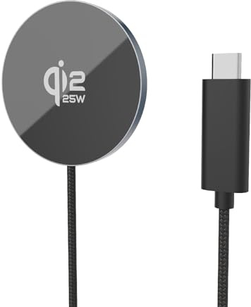 25W Magnetic Wireless Charger :Qi2.2 Qi2 Compatible with MagSafe Fast Charger for iPhone Air 17e 17 16 15 14 Pro Max, Samsung Galaxy S26 S25, Google Pixel 10 &AirPods, Gift for Desk Travel (Black)