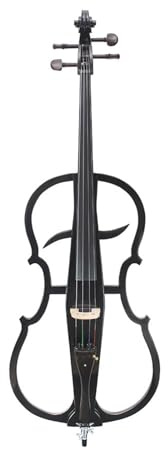 Walmeck Elektrisches Cello, Lautloses Cello, Elektronisches, 4/4, Schwarzer Metallic-Lack, Ahornkorpus, Ebenholz-Saitenhalter, Line-Out-Mikrofon, Lautstärkeregler mit Stimmg