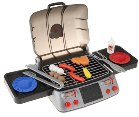 Sharplace Juguetes de Barbacoa para Juegos de Imitación, Kits de Comida de Juguete para Niños de 3 años en Adelante, Juguetes Educativos de Juegos de rol para C, Negro