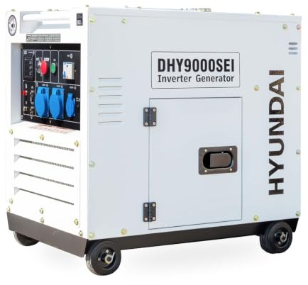 HYUNDAI Diesel Inverter Stromerzeuger DHY9000SEi, 230V | Max. Leistung 6.5 kW, Notstromaggregat, Stromgenerator mit Elektrostart und ATS-Anschluss