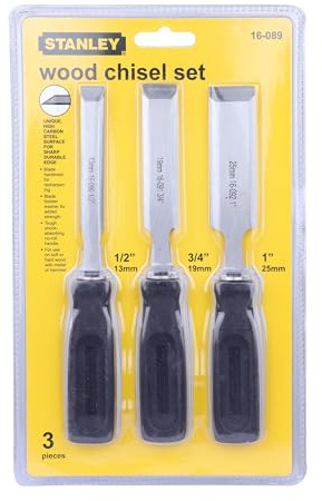 Stanley 16089 Holzmeißel-Set, 3-teilig, Schwarz