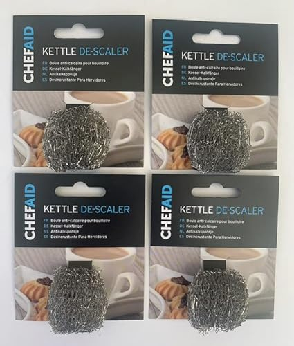 4 X Chef Aid Stainless Steel Doughnut Kettle Descaler, Silver