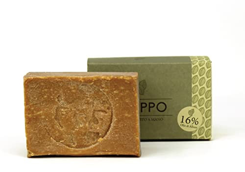 Sapone di Aleppo Originale con 16% Olio d'Alloro - Prodotto a mano in Turchia con Ricetta Tradizionale - Aleppo Puro e 100% Naturale - Saponetta Mani Viso per Trattamento della Pelle