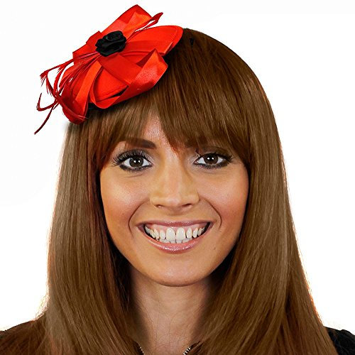 Mini-Fascinator-Hut für Erwachsene, Kopfbedeckung, Accessoire für Damen, Rot – Moulin Rouge – Rot – 24 Stück