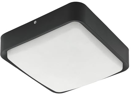 Eglo PIOVE-C Wall/Ceiling Light Die-Cast Aluminium 14 W Black | Smart Home Outdoor Lamp for Wall and Ceiling, Ceiling Fixture Made of Die-Cast Aluminium and Plastic, Colour: Black, White